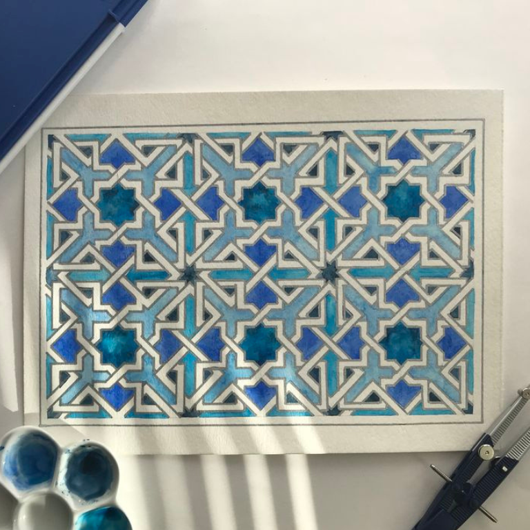 Watercolour Painting: Islamic Geometry