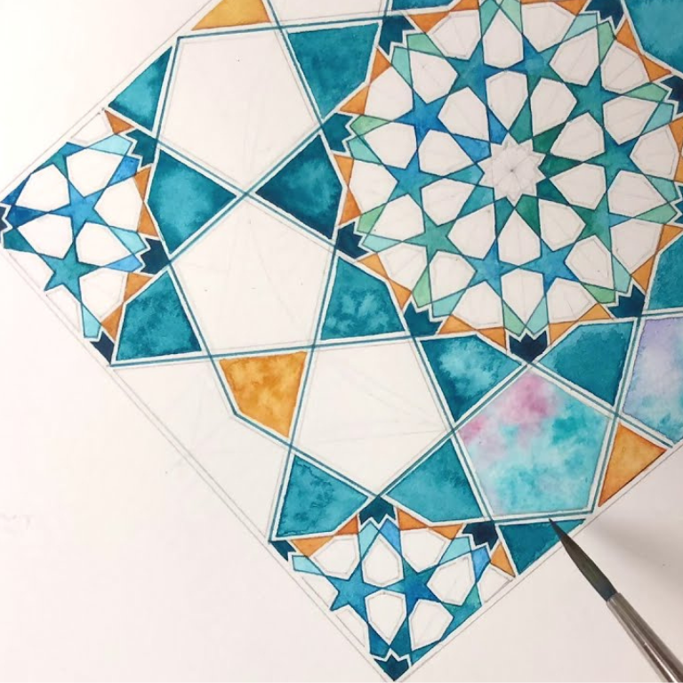 Watercolour Painting: Islamic Geometry